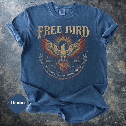 Free Bird Vintage Band Shirt, Retro Rock Graphic Tee, Phoenix Bird Shirt, 70s Inspired Oversized Tee