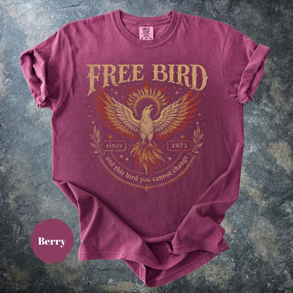 Free Bird Vintage Band Shirt, Retro Rock Graphic Tee, Phoenix Bird Shirt, 70s Inspired Oversized Tee