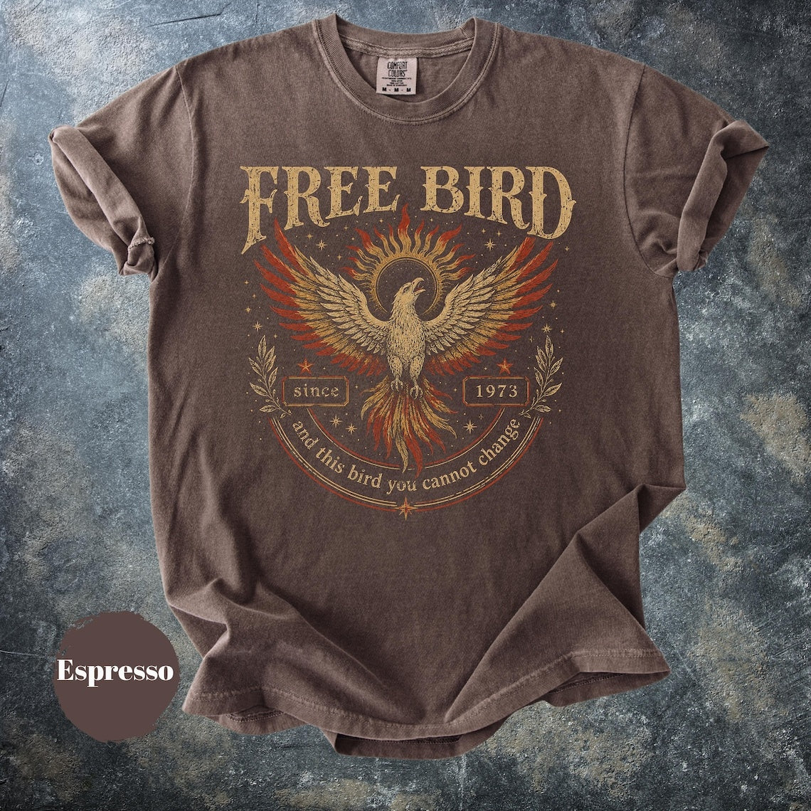 Free Bird Vintage Band Shirt, Retro Rock Graphic Tee, Phoenix Bird Shirt, 70s Inspired Oversized Tee