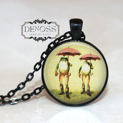 Frog Necklace,Funny Frogs Necklace,Vintage Frog Pendant Necklace,Frog Lovers