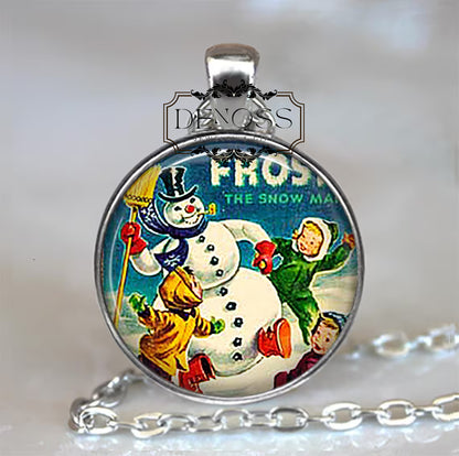 Frosty the Snowman necklace,vintage Christmas jewelry
