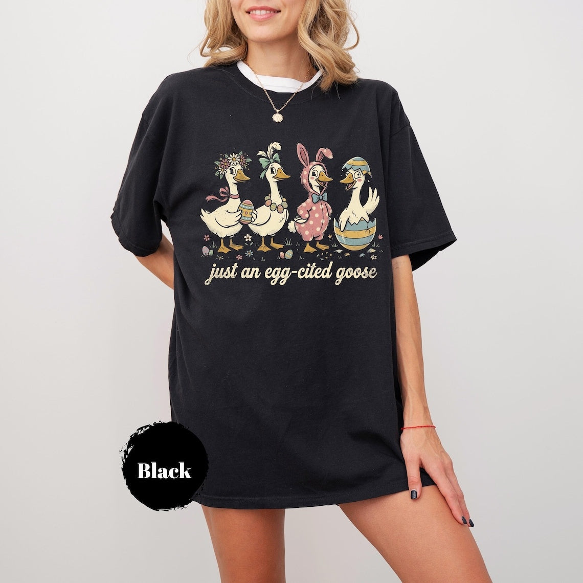 Funny Easter Goose Shirt, Egg Cited Goose T-Shirt, Cute Bunny Goose Graphic Tee, Easter Gift