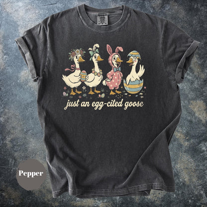 Funny Easter Goose Shirt, Egg Cited Goose T-Shirt, Cute Bunny Goose Graphic Tee, Easter Gift