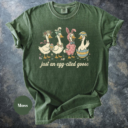 Funny Easter Goose Shirt, Egg Cited Goose T-Shirt, Cute Bunny Goose Graphic Tee, Easter Gift