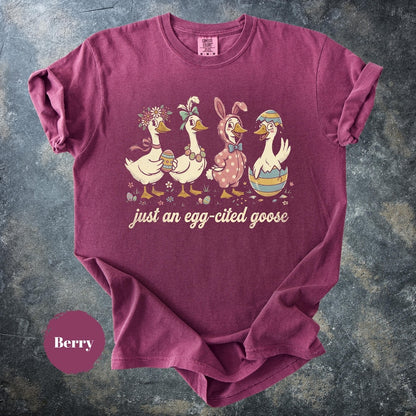 Funny Easter Goose Shirt, Egg Cited Goose T-Shirt, Cute Bunny Goose Graphic Tee, Easter Gift