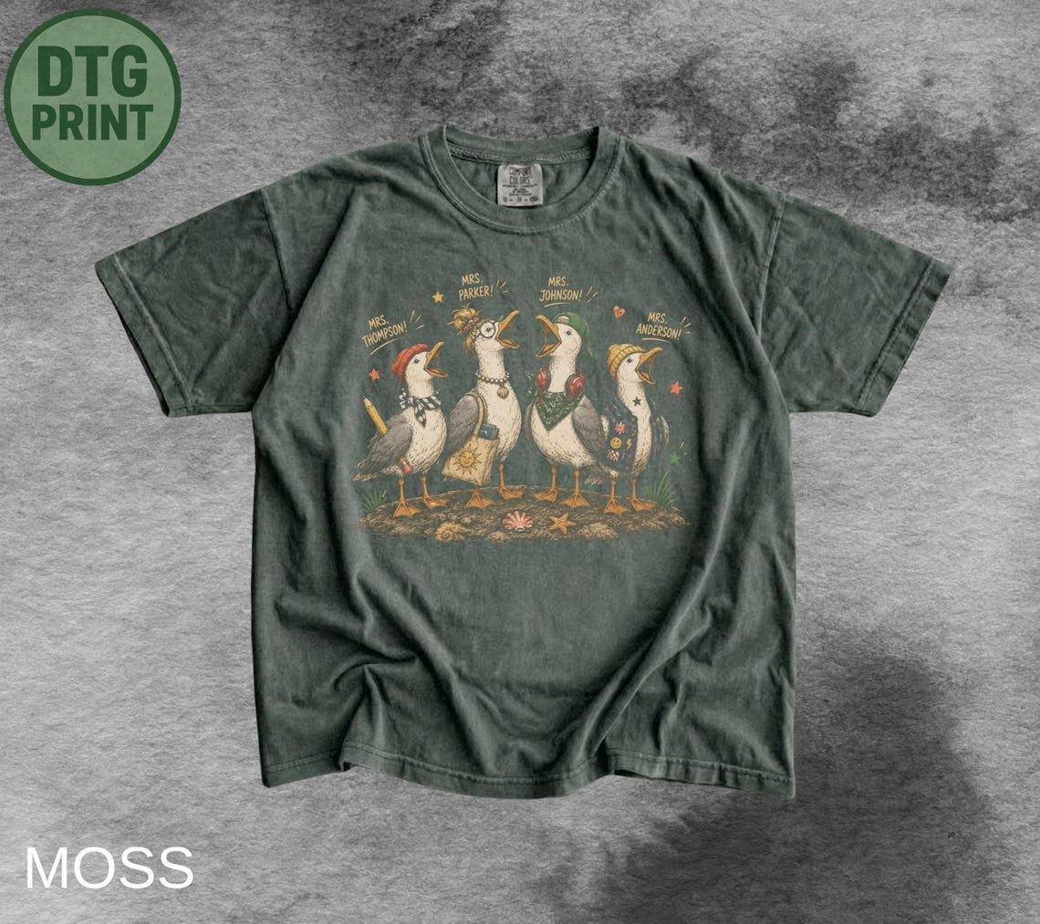 Funny Teacher Seagull Shirt, Vintage Back to School Teacher Tee, Seagull Graphic T-Shirt, Teacher Gift, Back to School Teacher Shirt
