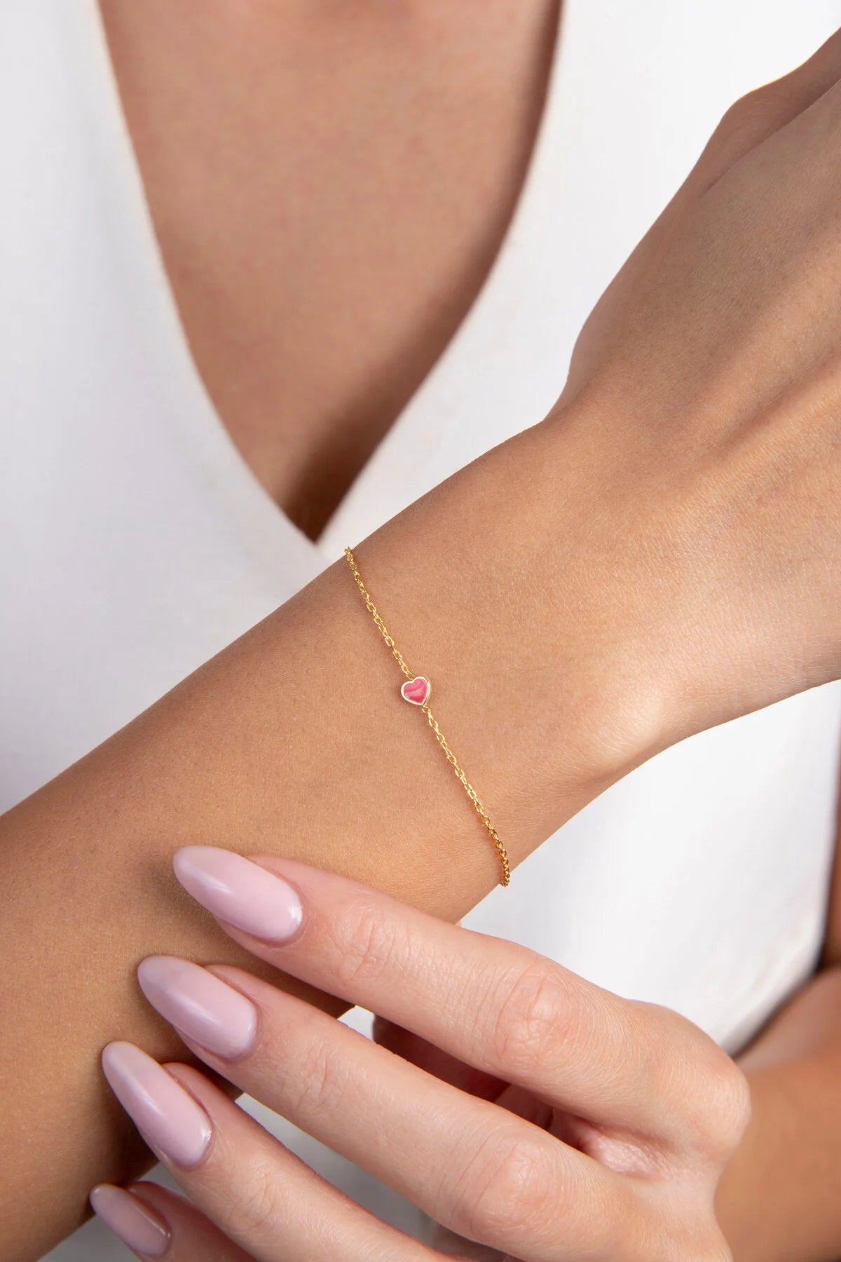 Silver-Gold-Rosegold Minimalist Enamel Heart Bracelet