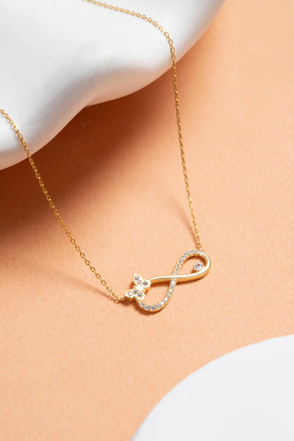 Infinity Butterfly 925 Sterling Silver Necklace