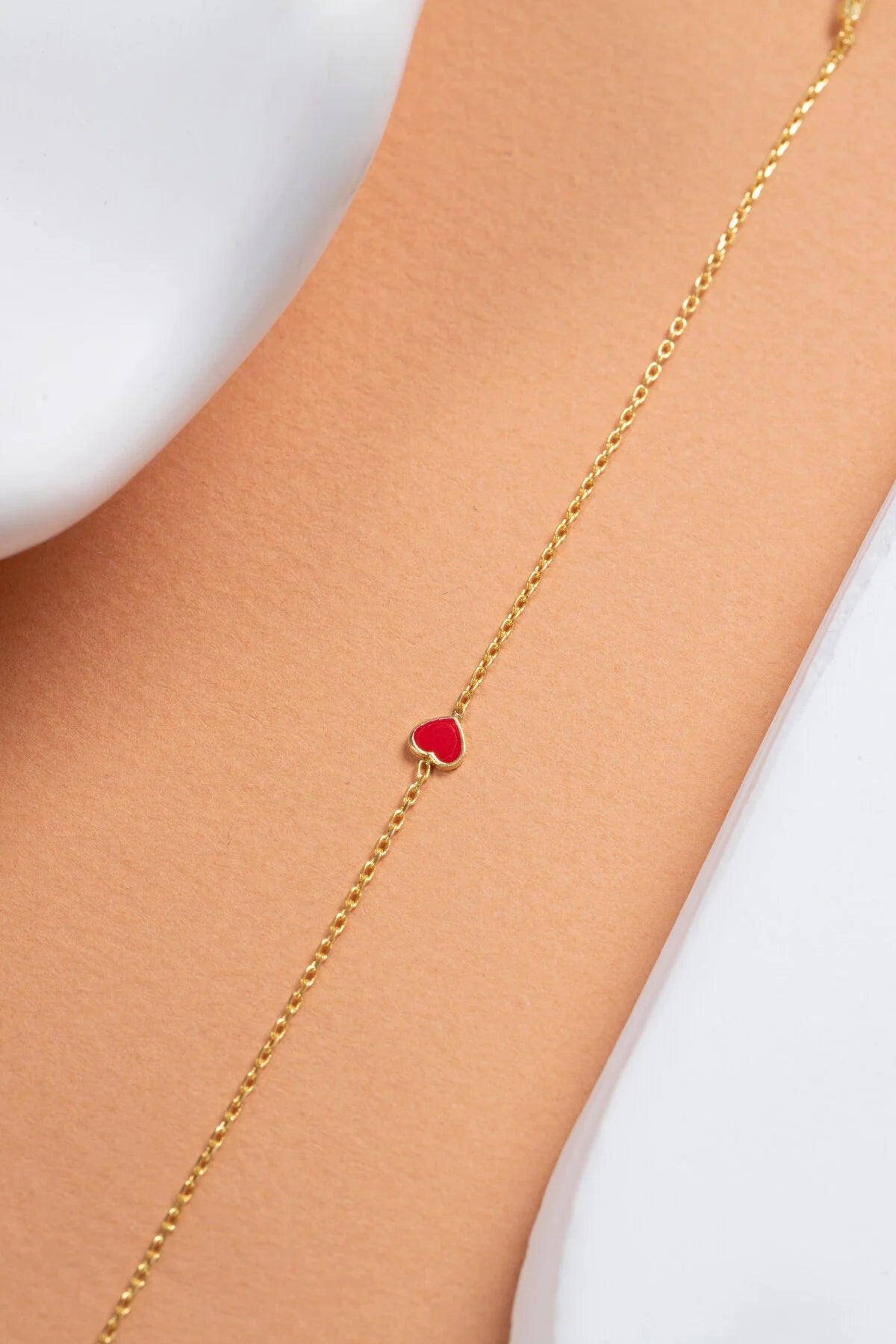 Silver-Gold-Rosegold Minimalist Enamel Heart Bracelet