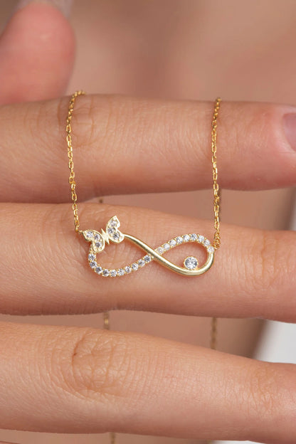 Infinity Butterfly 925 Sterling Silver Necklace