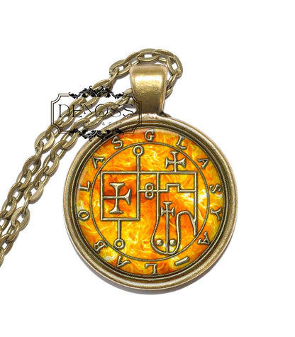 GLASYA-LABOLAS Necklace,Sigil,Demon President,Earl,Goetia,Goetic Demon,Art Pendant Necklace,Glass Pendant