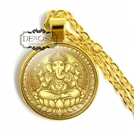 Ganesha Necklace,Hindu God Pendant,Spiritual Protection Jewelry,Elephant God Necklace,Yoga Gift