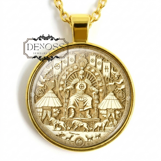Genghis Khan Necklace,Mongol Warrior Pendant,Eternal Steppe Power Charm