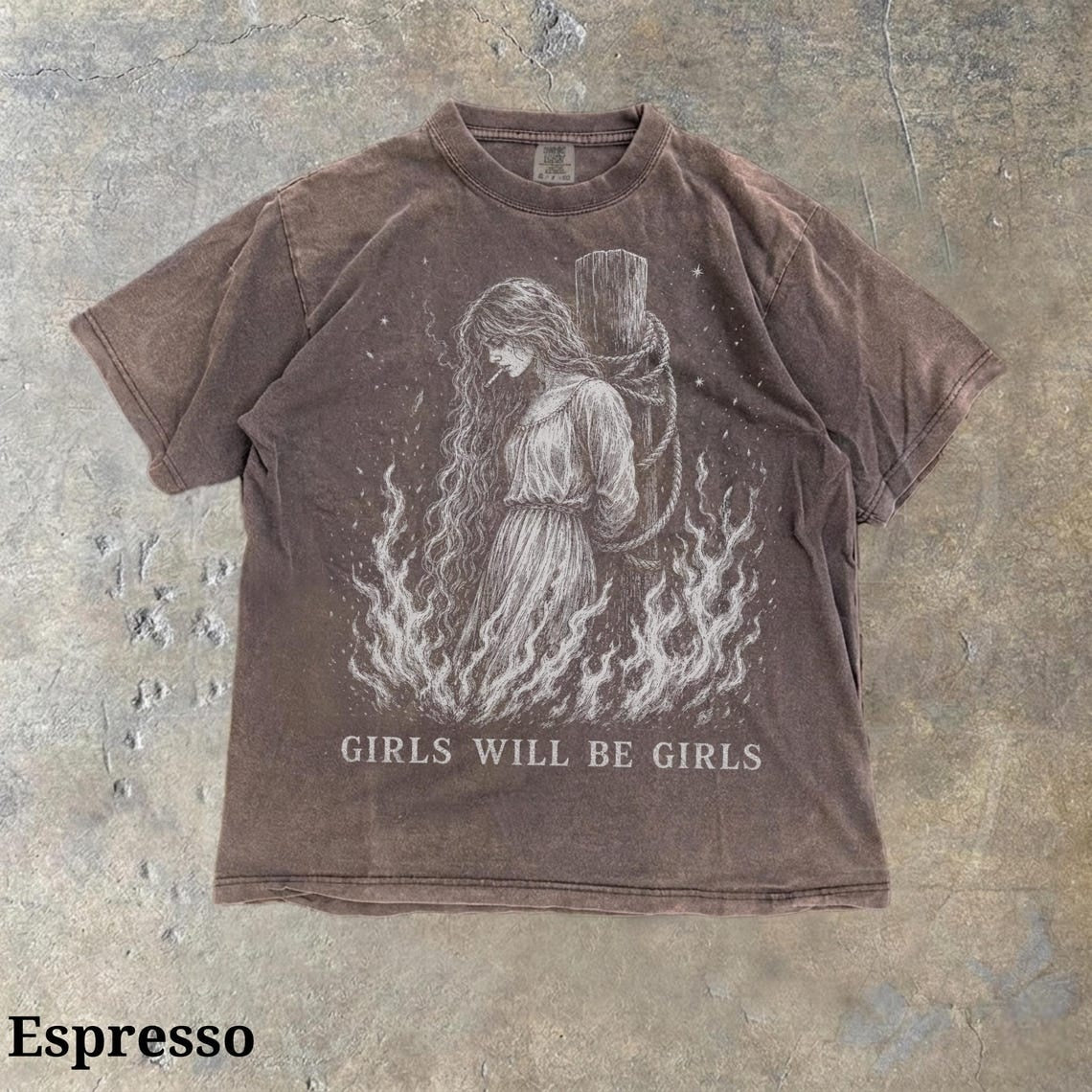 Girls Will Be Girls Witch With Cigarette Comfort Colors Shirt, Burn Witches Women Rights Tshirt, Cigarette Lover Feminist Halloween Shirt