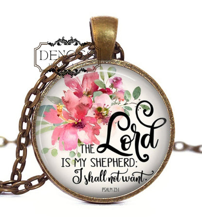 Glass Cabochon Bible Verse Pendant Necklace,Christian Inspirational Jewelry