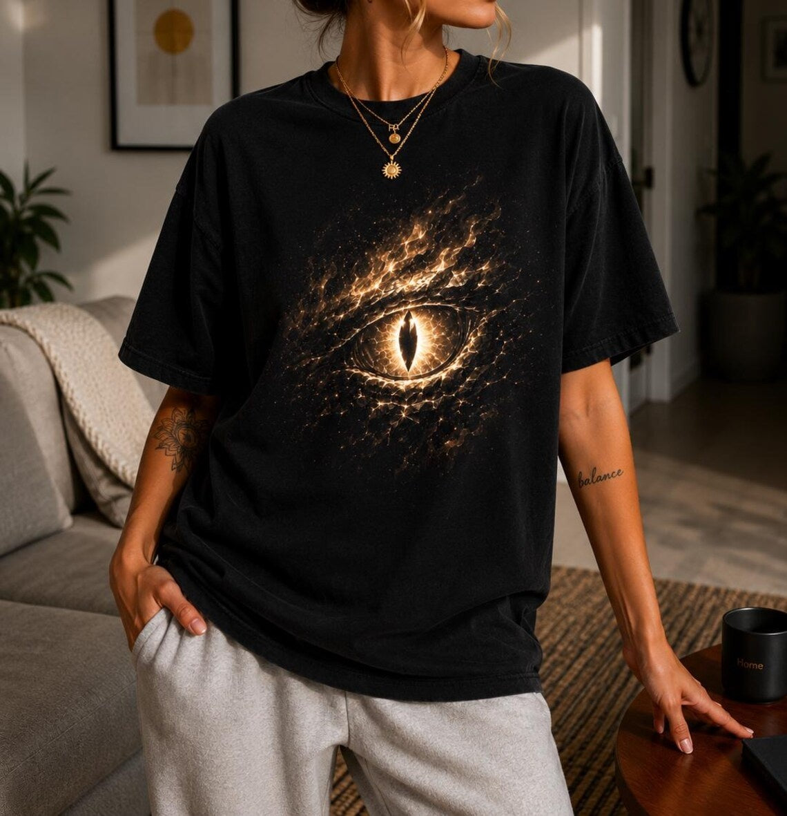 Glowing Dragon Eye Shirt, Dark Fantasy Graphic Tee, Comfort Colors Unisex T-Shirt