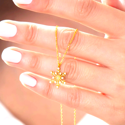 925 Sterling Silver Chain Snowflake Gold-Silver Necklace