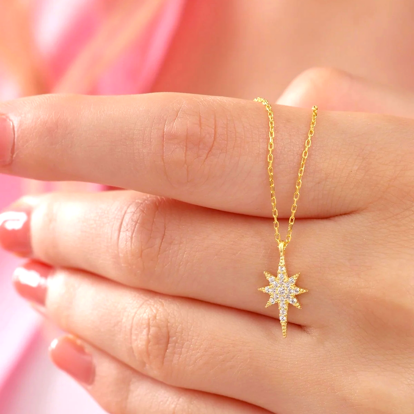 925 Sterling Silver Chain Polar Star Gold-Silver Necklace