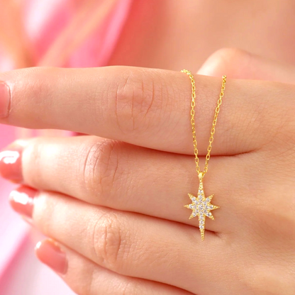 925 Sterling Silver Chain Polar Star Gold-Silver Necklace