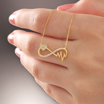 925 Sterling Silver Chain Infinity Heart Rhythm Necklace