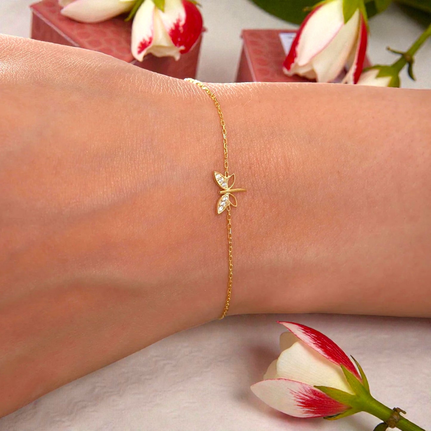 925 Sterling Silver Chain Dragonfly Gold-Silver Bracelet