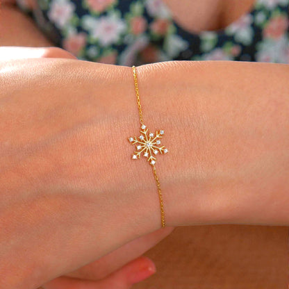 925 Sterling Silver Chain Snowflake Gold-Silver Bracelet