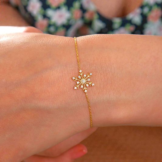 925 Sterling Silver Chain Snowflake Gold-Silver Bracelet