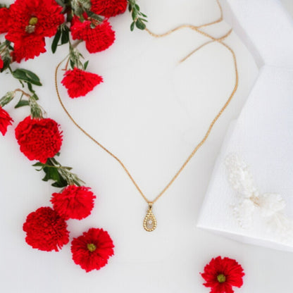 925 Sterling Silver Chain Gold-Silver Diamond Drop Necklace