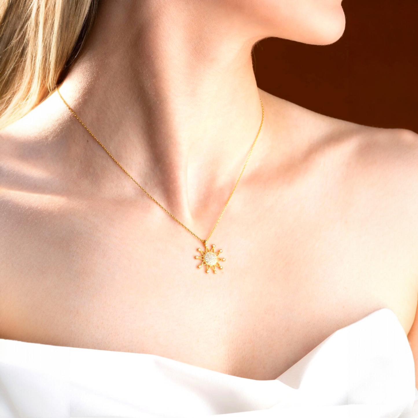 925 Sterling Silver Chain Sun Necklace