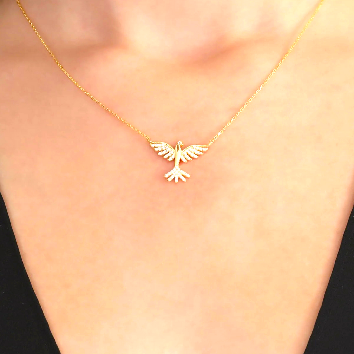 925 Sterling Silver Chain Gold Phoenix Necklace