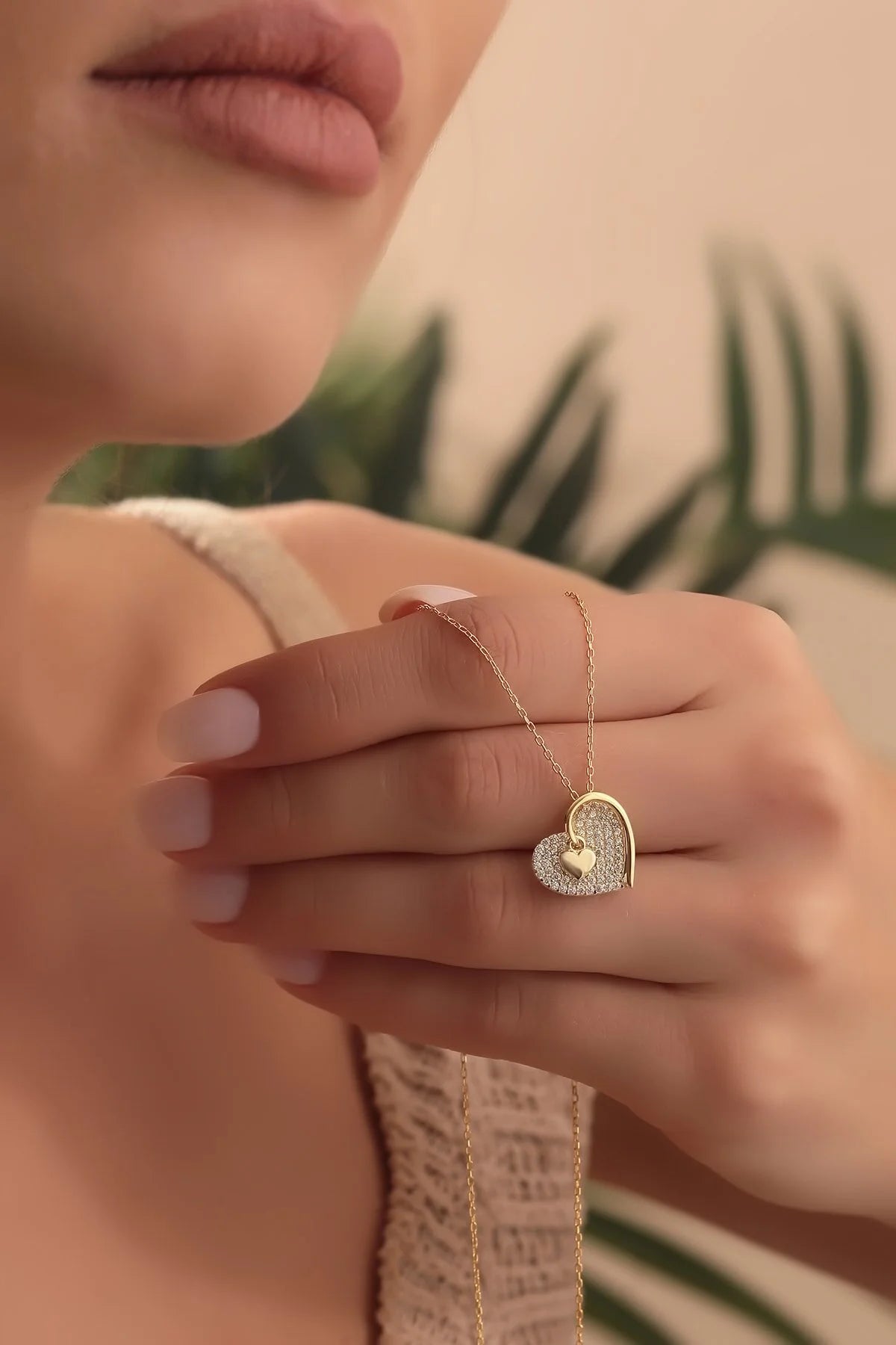 925 Sterling Silver Chain Dangle Heart Necklace