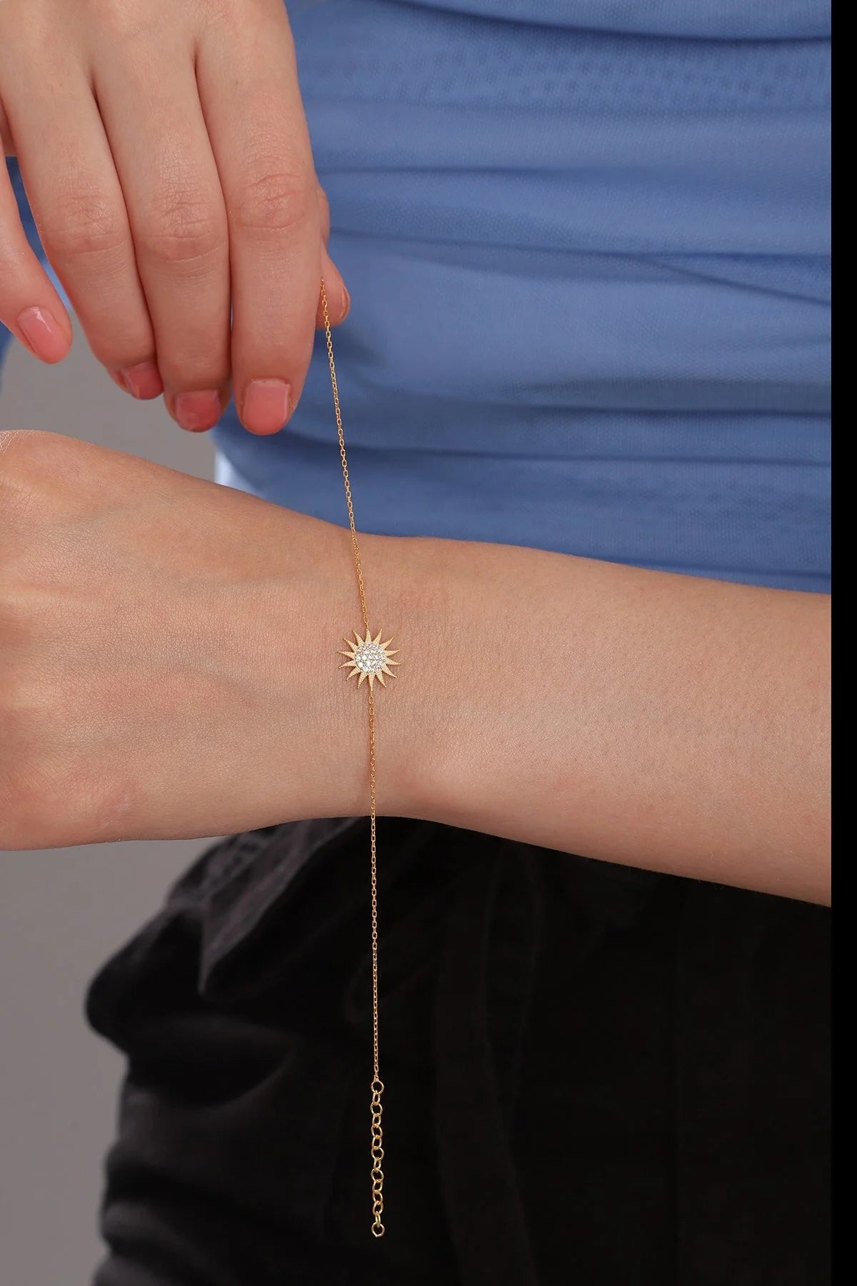925 Sterling Silver Chain Sun Gold-Silver Bracelet