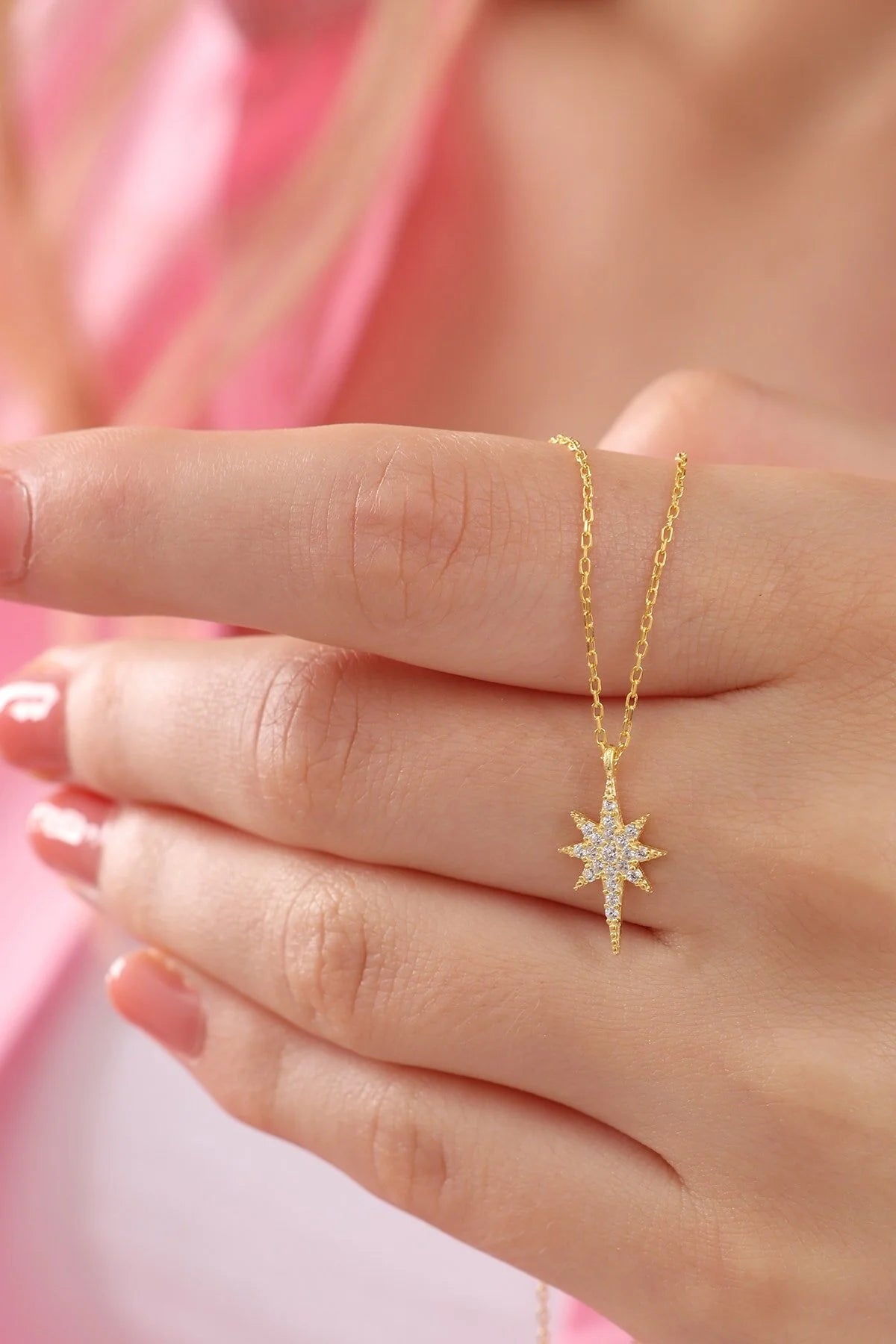 925 Sterling Silver Chain Polar Star Gold-Silver Necklace