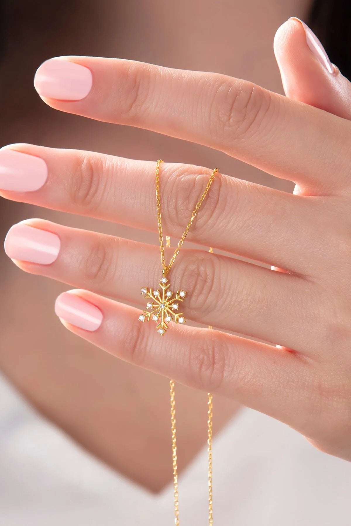 925 Sterling Silver Chain Snowflake Gold-Silver Necklace
