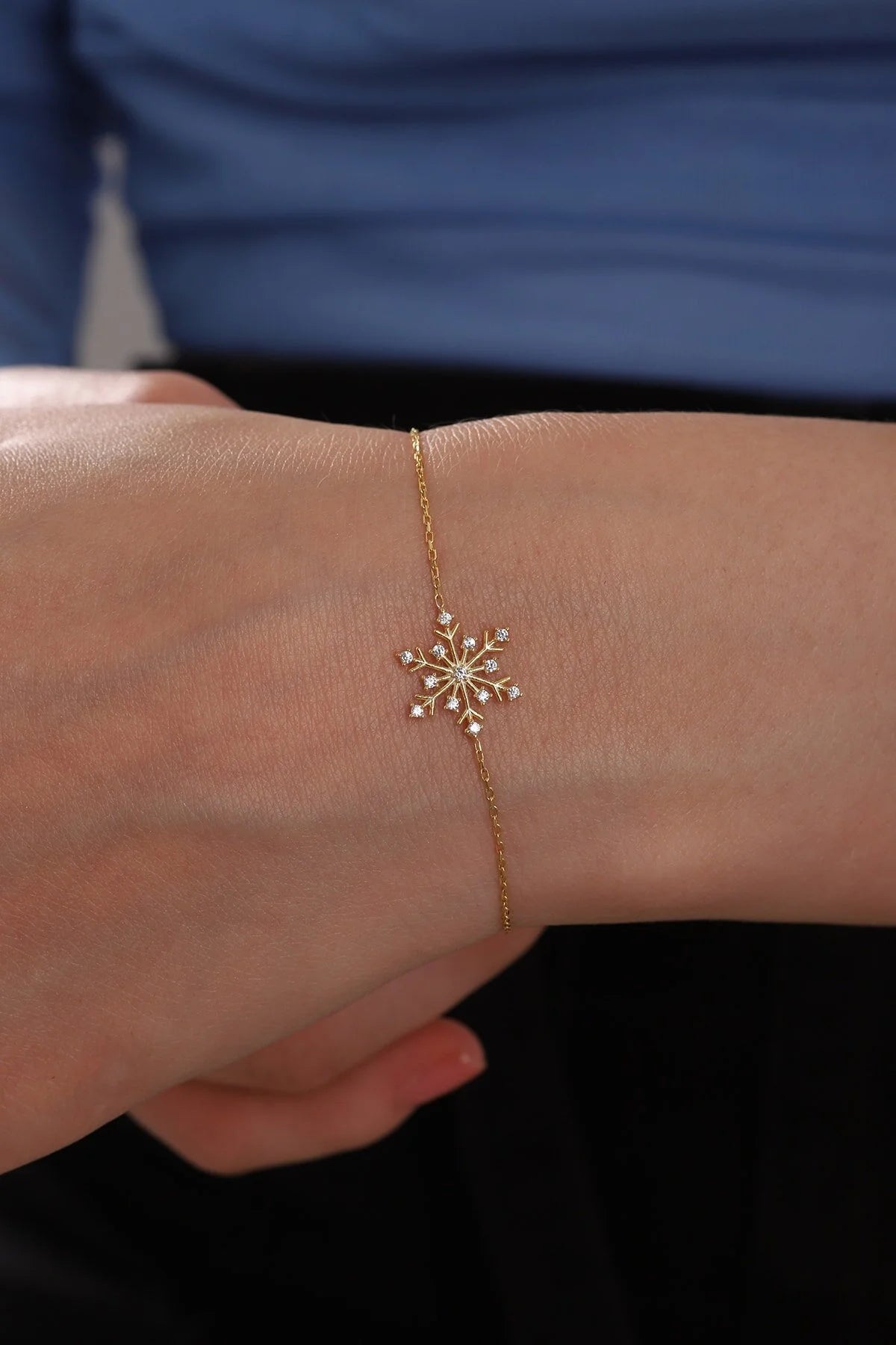 925 Sterling Silver Chain Snowflake Gold-Silver Bracelet