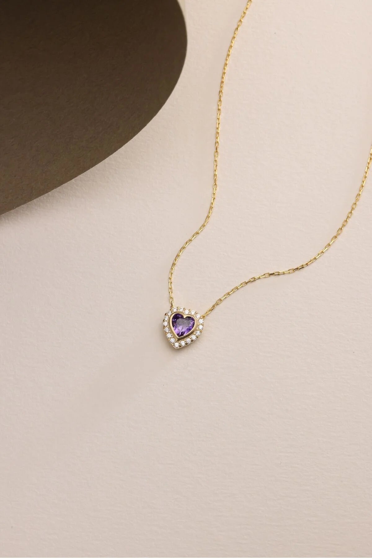 925 Sterling Silver Gold Amethyst Heart Necklace