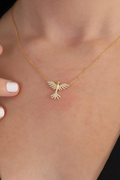 925 Sterling Silver Chain Gold Phoenix Necklace