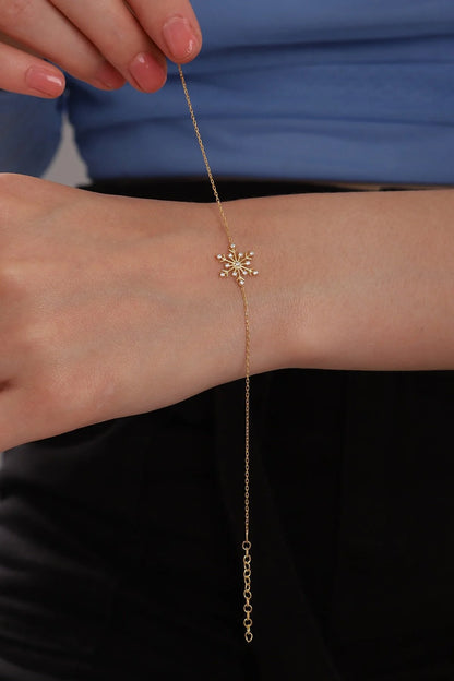 925 Sterling Silver Chain Snowflake Gold-Silver Bracelet