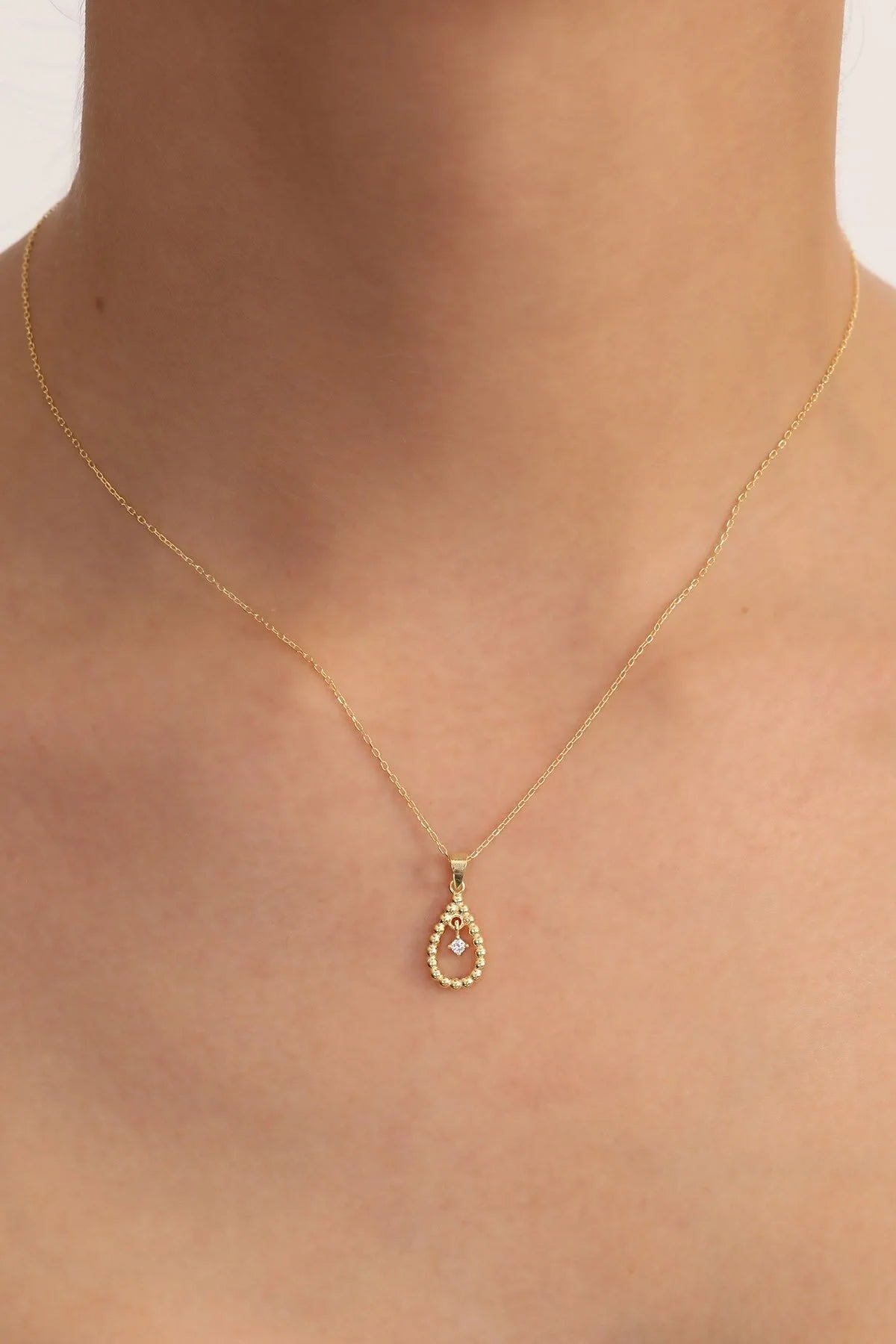 925 Sterling Silver Chain Gold-Silver Diamond Drop Necklace