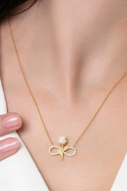 925 Sterling Silver Chain White Rose Gold Necklace