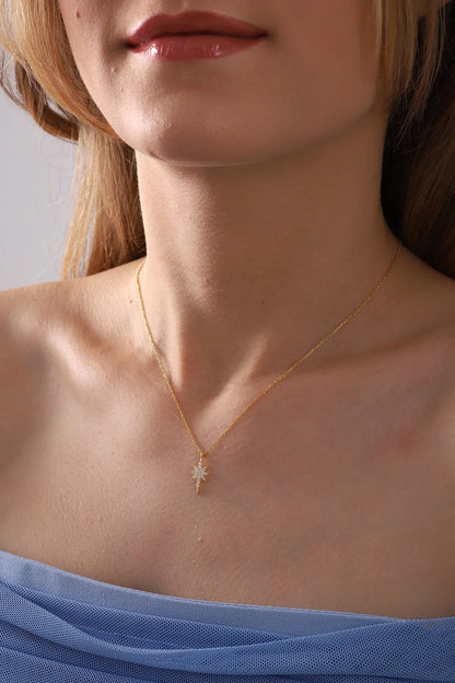 925 Sterling Silver Chain Polar Star Gold-Silver Necklace
