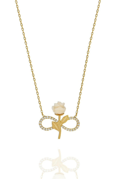 925 Sterling Silver Chain White Rose Gold Necklace