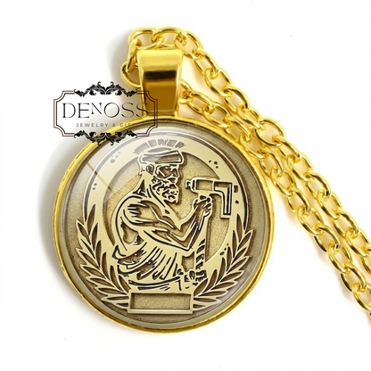 Gold Female Warrior Necklace,Horse Pendant Rider Jewelry,Mythical Woman on Horseback