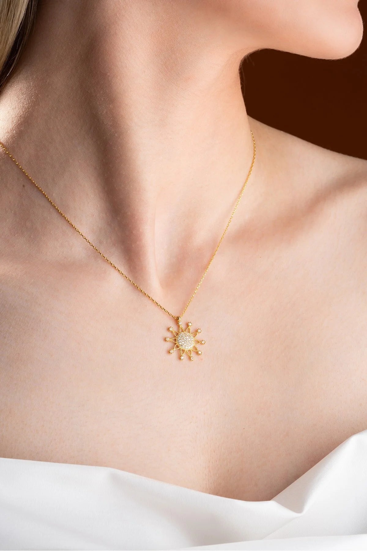 925 Sterling Silver Chain Sun Necklace