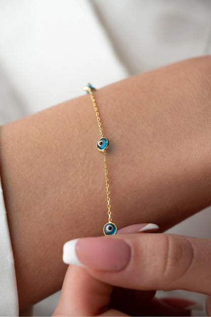 925 Sterling Silver Single Row Evil Eye Bracelet