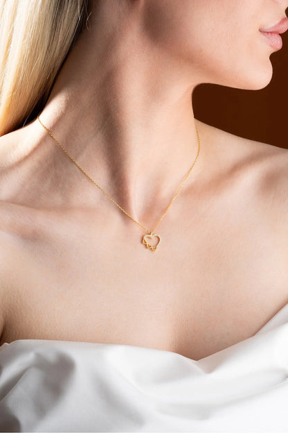 925 Sterling Silver Gold 3 Row Heart Design Necklace
