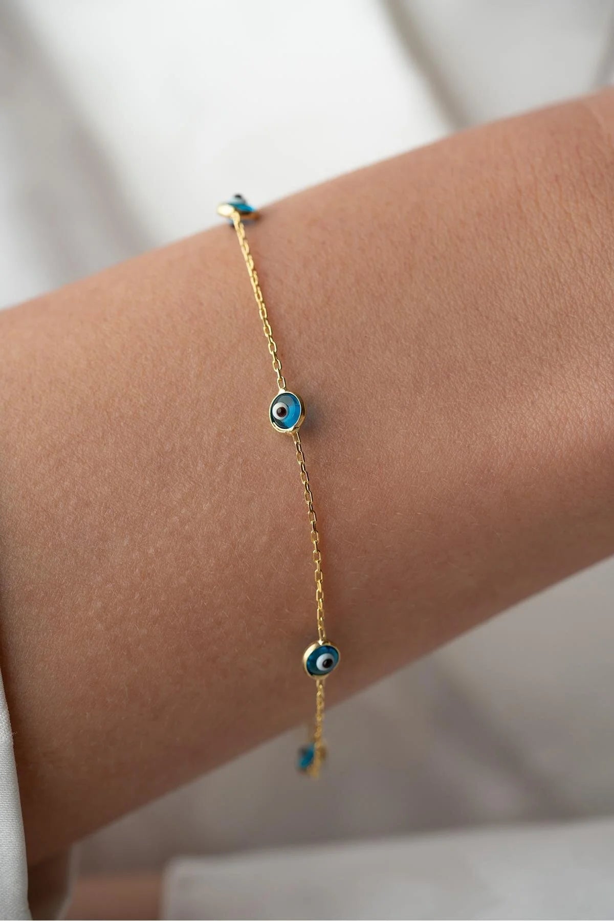 925 Sterling Silver Single Row Evil Eye Bracelet
