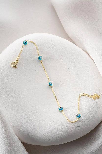 925 Sterling Silver Single Row Evil Eye Bracelet