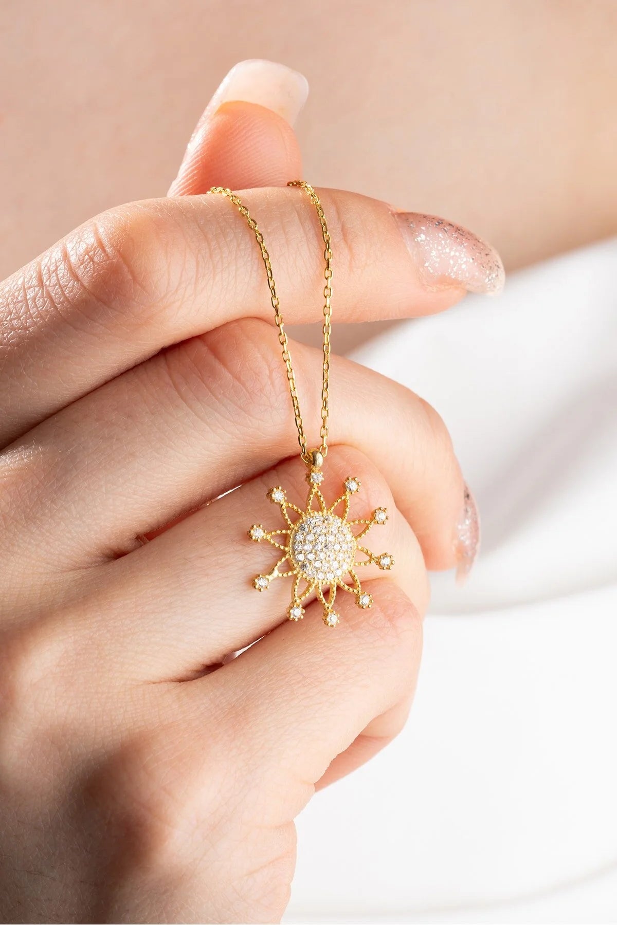 925 Sterling Silver Chain Sun Necklace