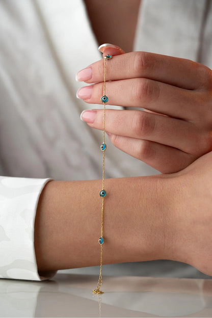 925 Sterling Silver Single Row Evil Eye Bracelet